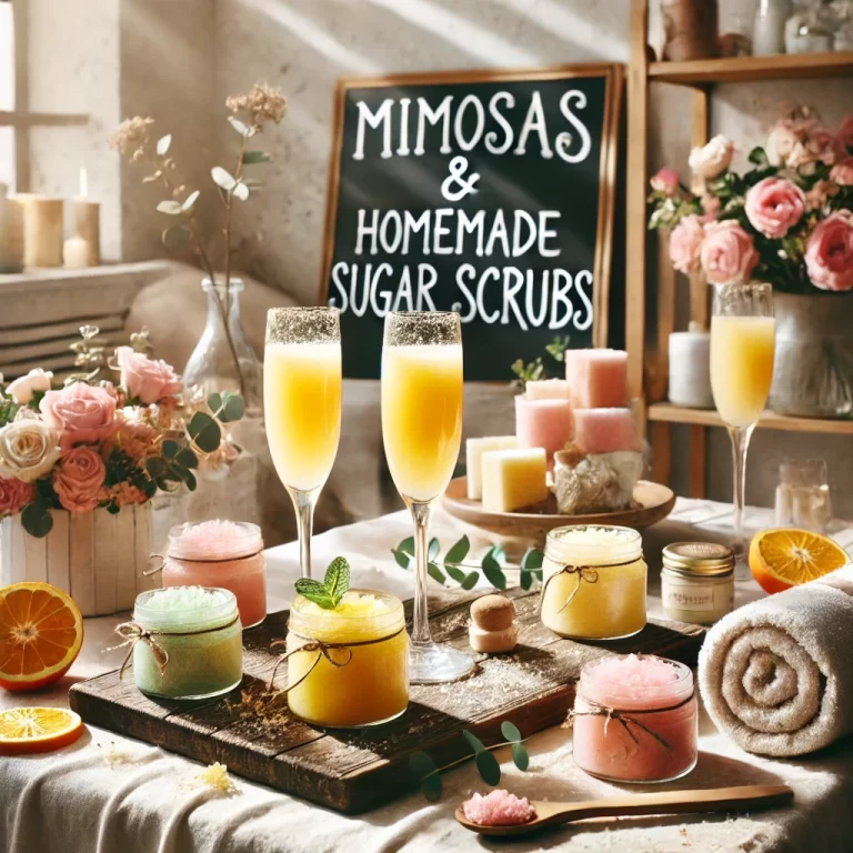 a table with glasses of scrubs and flowers